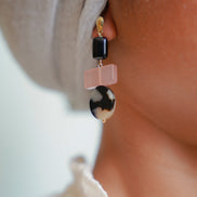 Colour Block Pink & Black Earrings