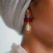 Colour Block Blue & Red Earrings