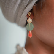 Colour Block Orange & Celadon Earrings