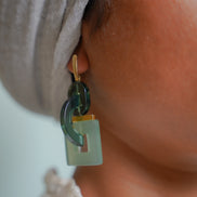 Geometric Celadon Earrings