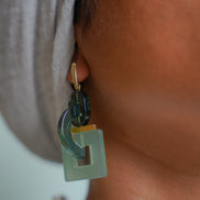 Geometric Celadon Earrings