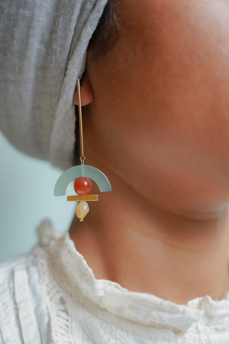 Celadon Arch Dangling Earrings
