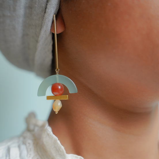Celadon Arch Dangling Earrings