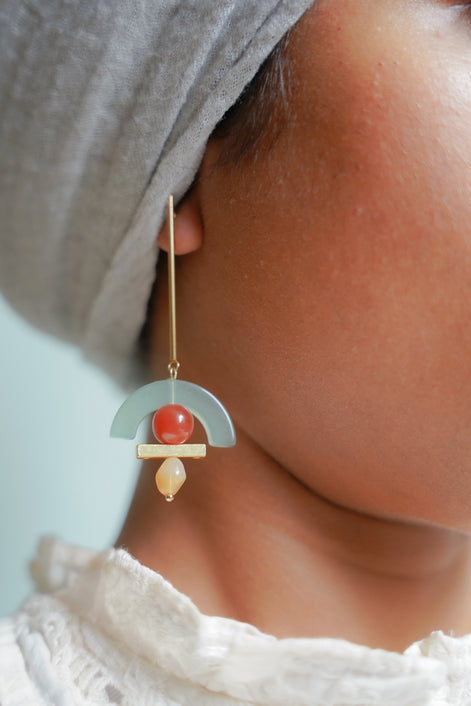 Celadon Arch Dangling Earrings