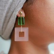 Emerald Green & Pink Earrings