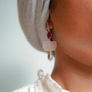 Colour Block Cherry & Pink Earrings