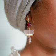 Colour Block Cherry & Pink Earrings