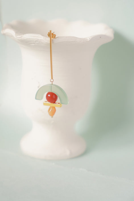 Celadon Arch Dangling Earrings