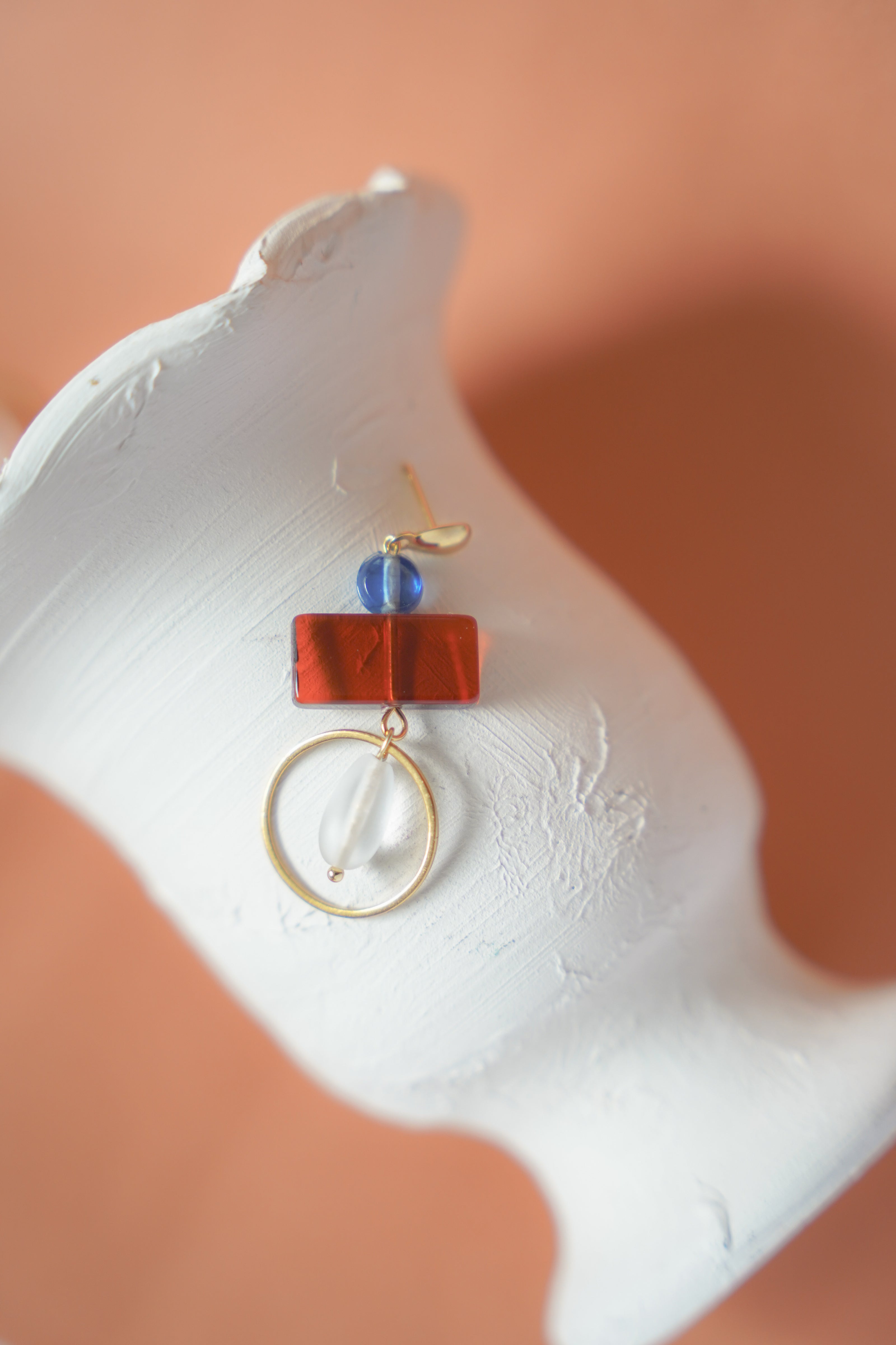 Colour Block Blue & Red Earrings