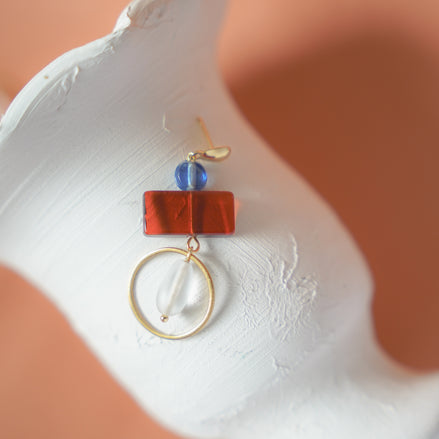Colour Block Blue & Red Earrings