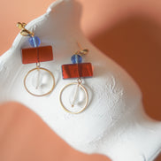 Colour Block Blue & Red Earrings