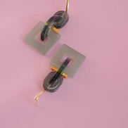 Geometric Celadon Earrings