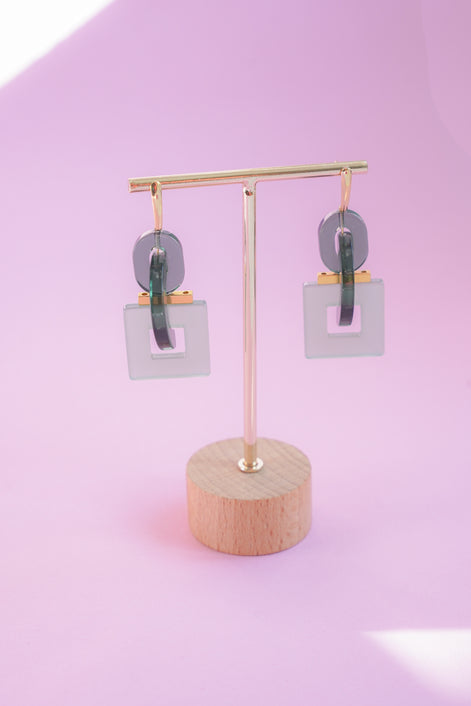 Geometric Celadon Earrings