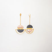 Dangling Pink Cream & Black Earrings