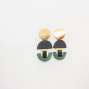 Geometric Glass Green Earrings