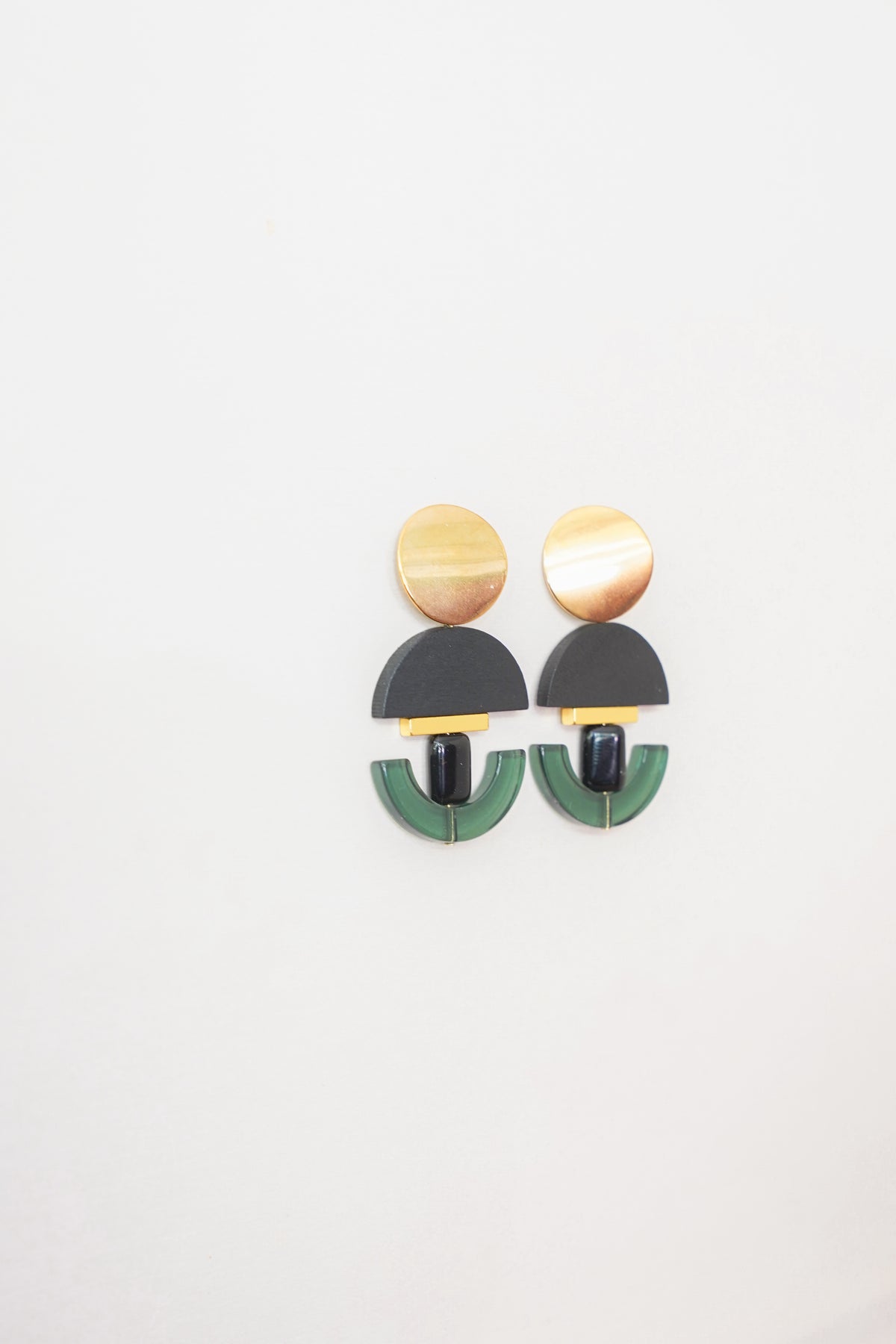 Geometric Glass Green Earrings