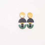 Geometric Glass Green Earrings
