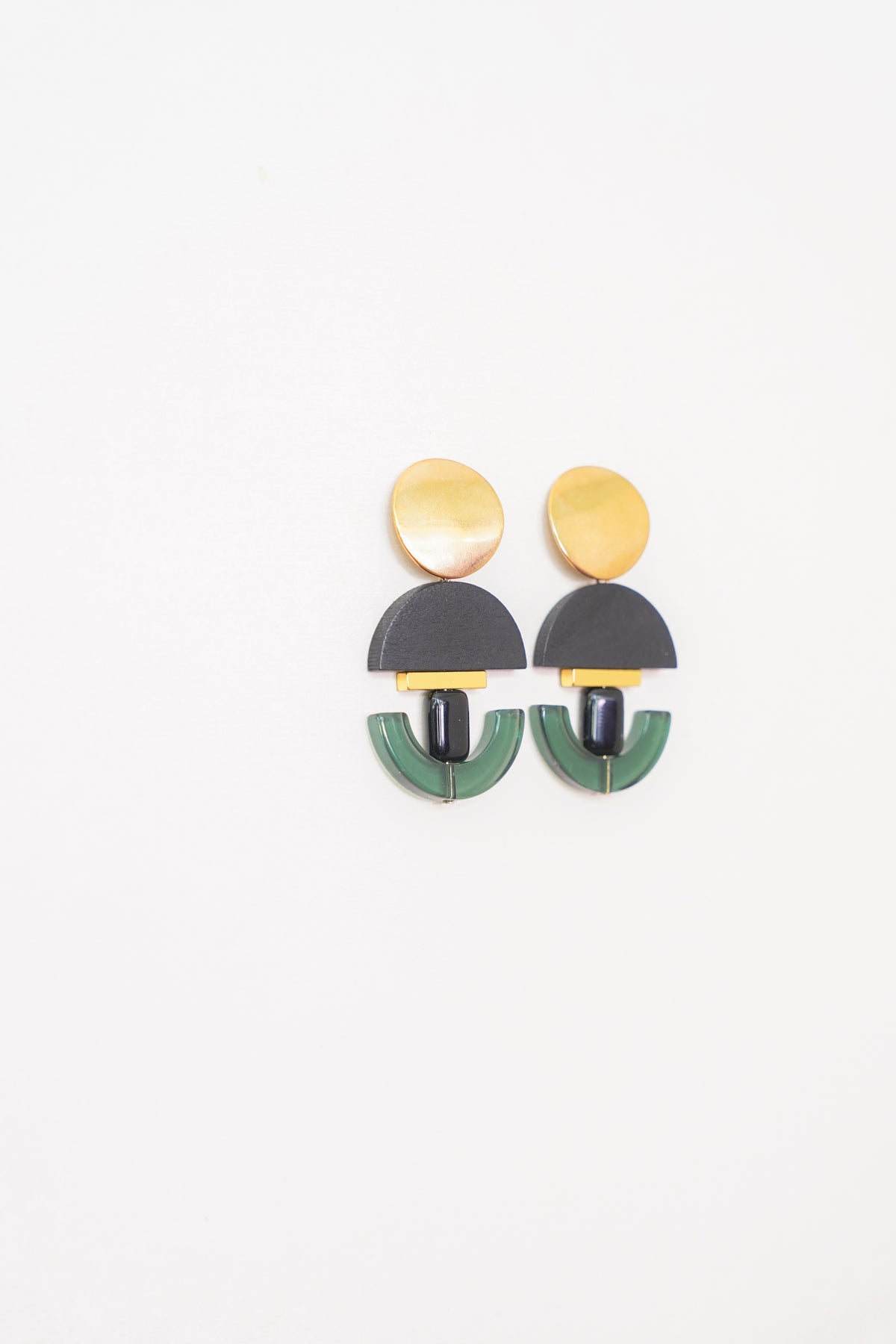 Geometric Glass Green Earrings