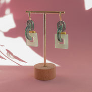 Geometric Celadon Earrings