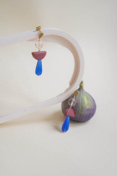 Colour Block Blue Earrings