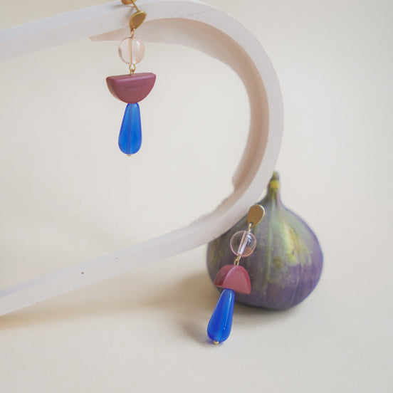 Colour Block Blue Earrings