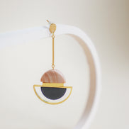 Dangling Pink Cream & Black Earrings