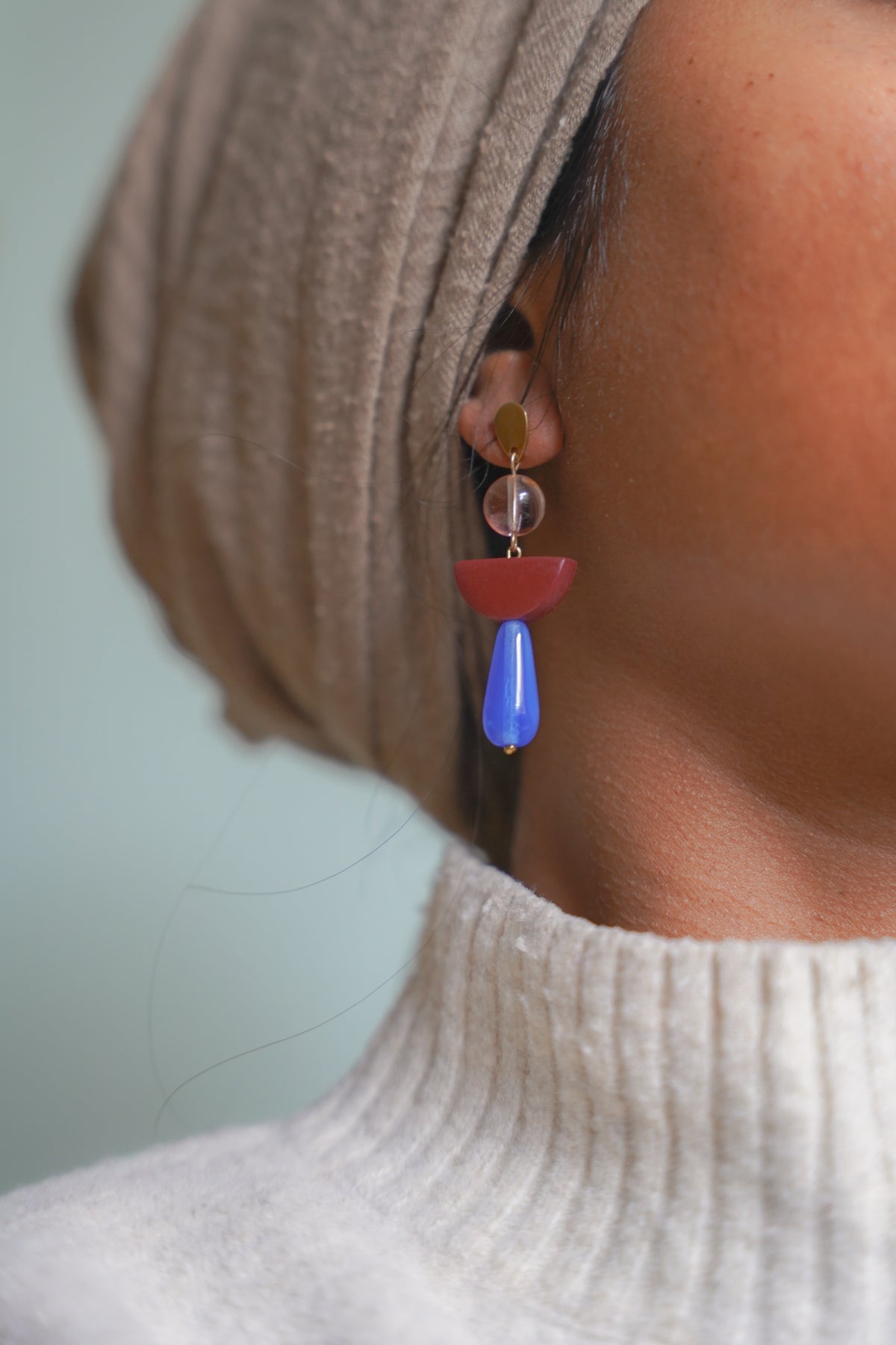 Colour Block Blue Earrings