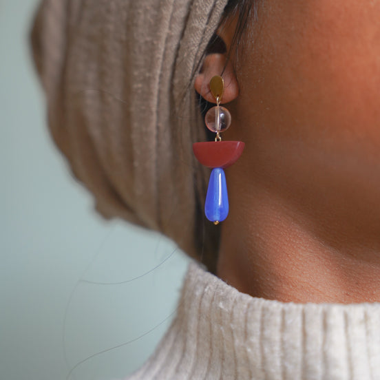 Colour Block Blue Earrings