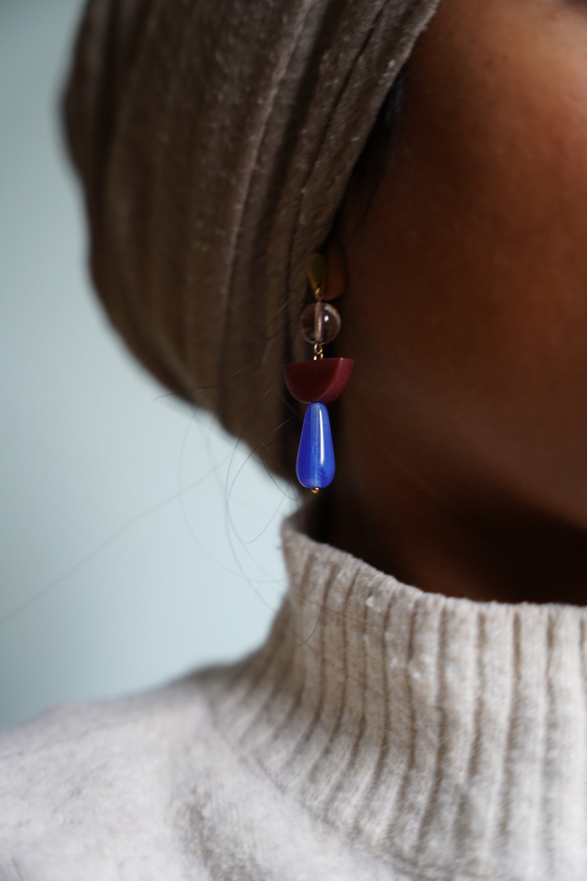 Colour Block Blue Earrings