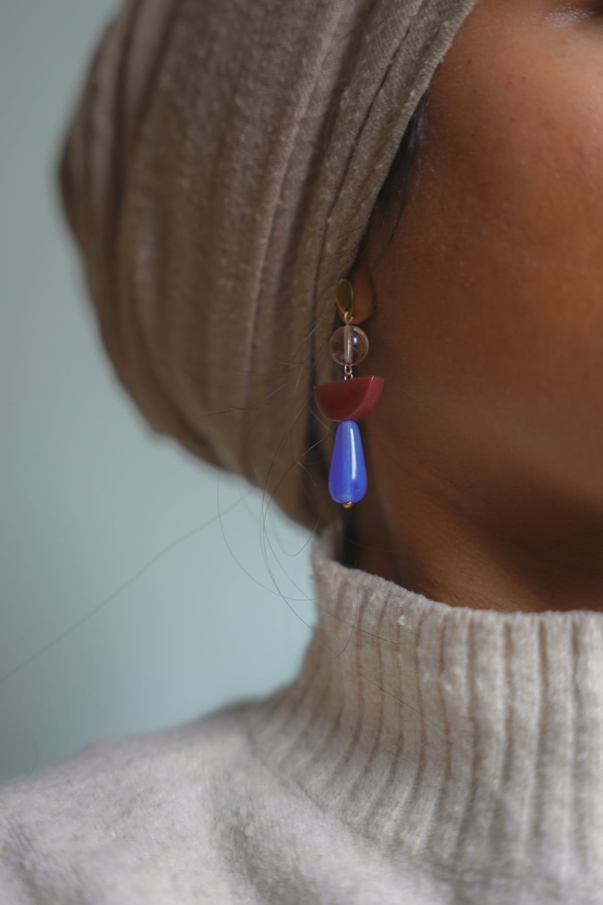 Colour Block Blue Earrings