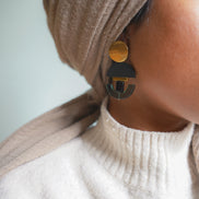 Geometric Glass Green Earrings