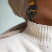 Geometric Glass Green Earrings