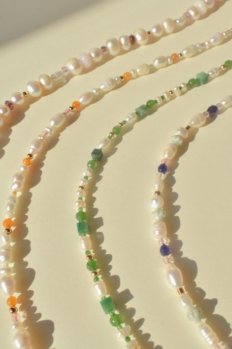 Green Garnet and Pearl Necklace