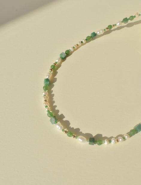 Green Garnet and Pearl Necklace