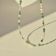 Green Garnet and Pearl Necklace