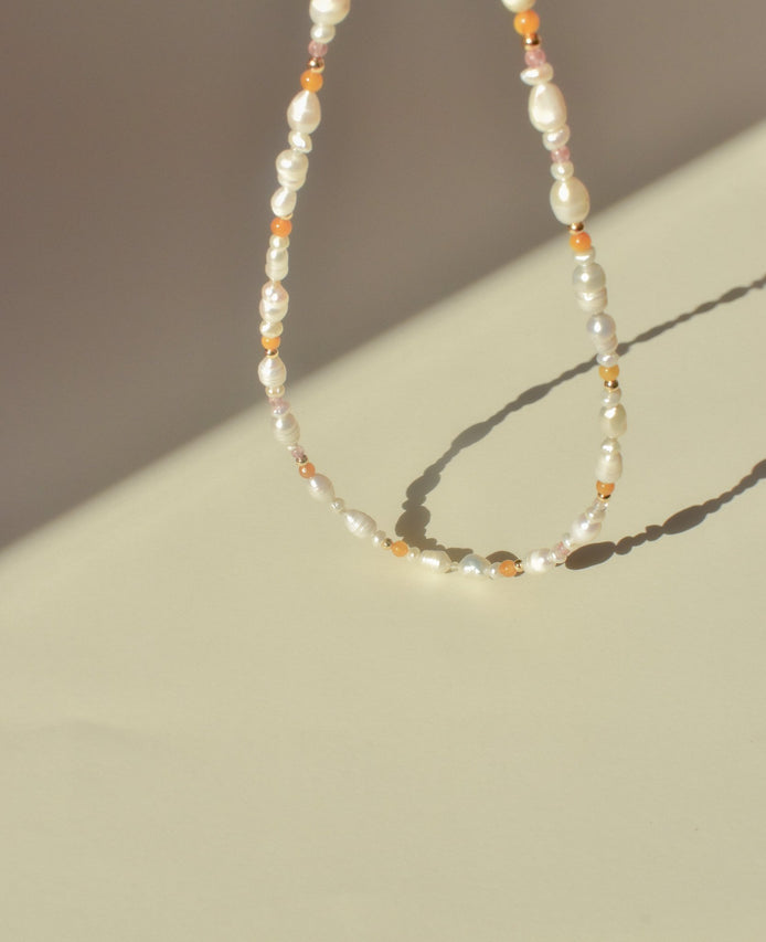 Amber and Pearl Necklace