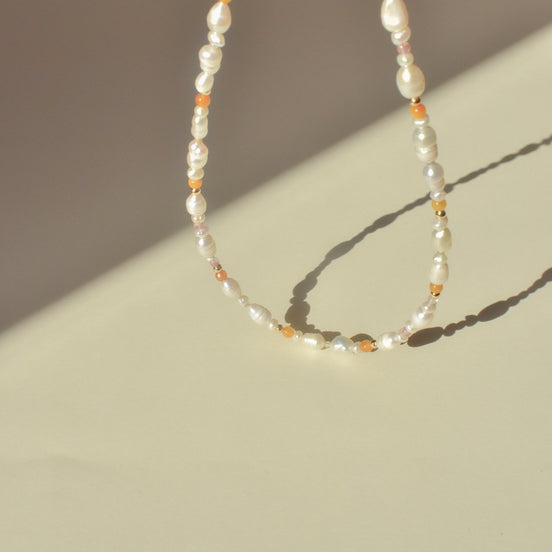 Amber and Pearl Necklace