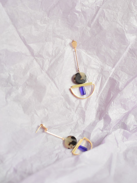 Dangling Geometric Tortoise Earrings