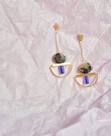 Dangling Geometric Tortoise Earrings