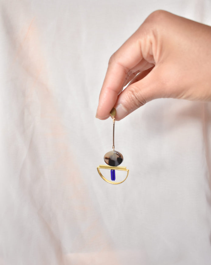 Dangling Geometric Tortoise Earrings