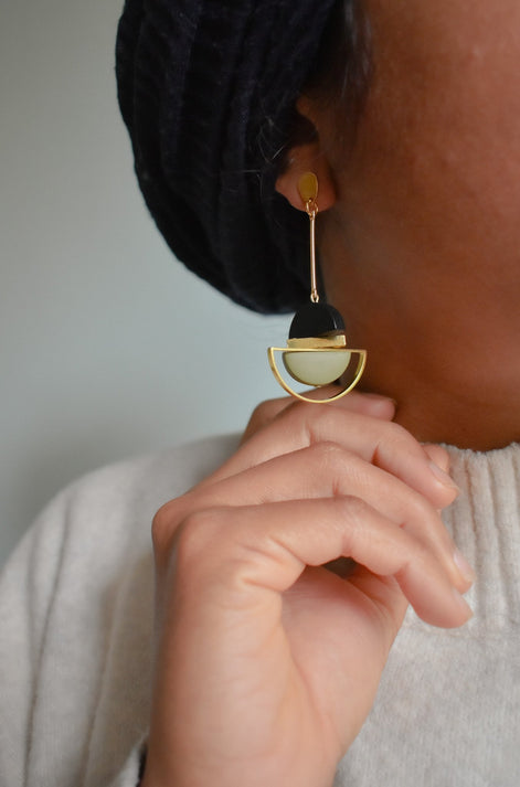 Dangling Marble Rust Earrings