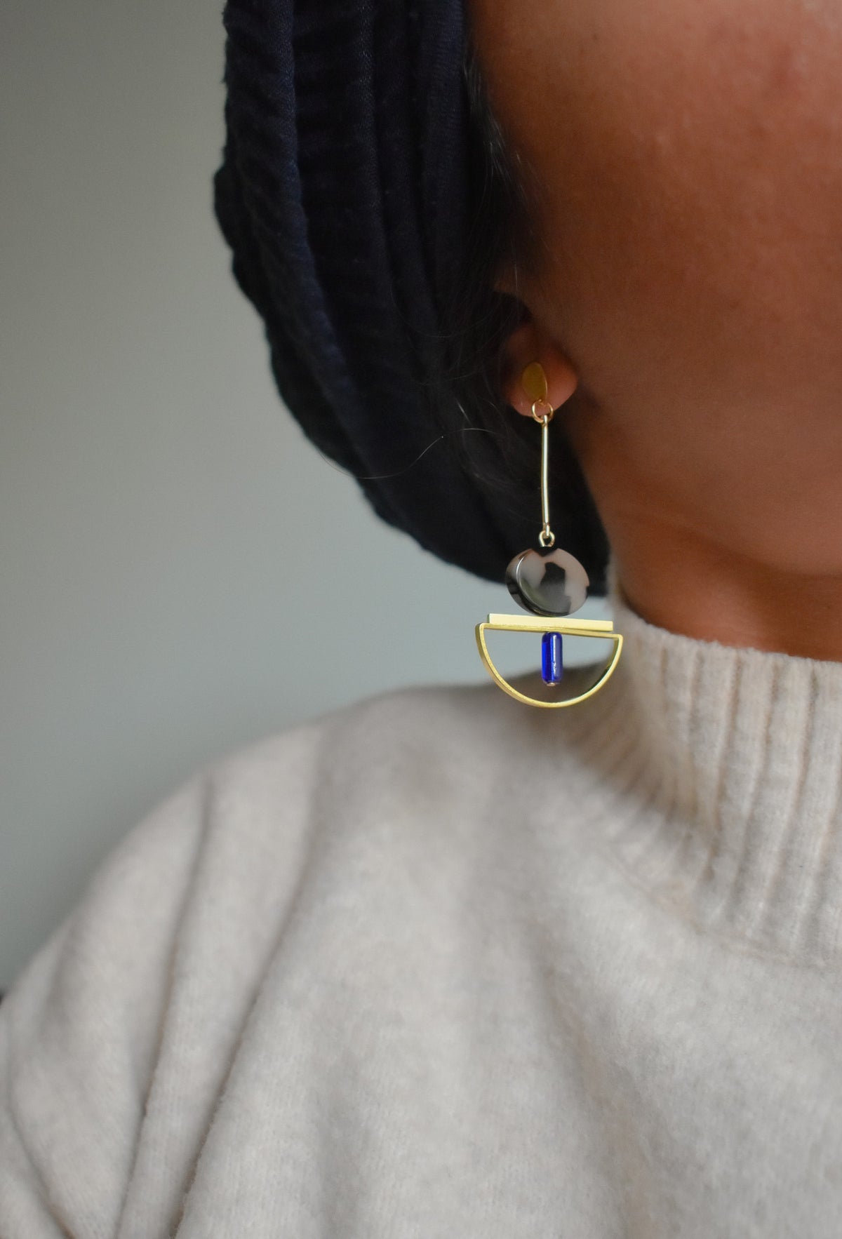 Dangling Geometric Tortoise Earrings