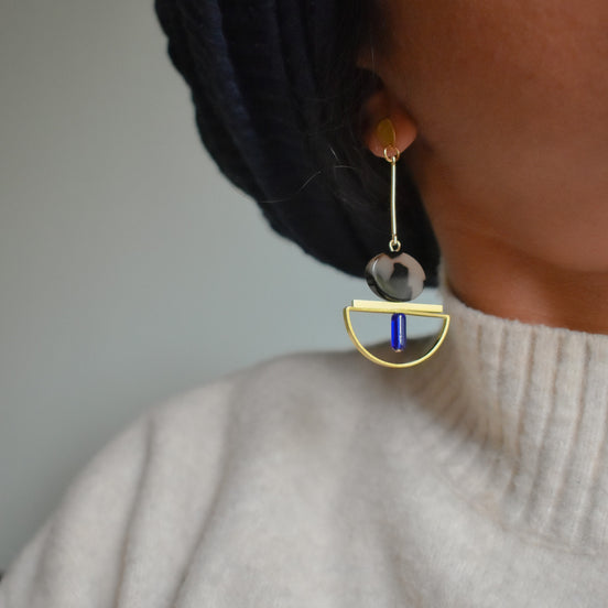 Dangling Geometric Tortoise Earrings