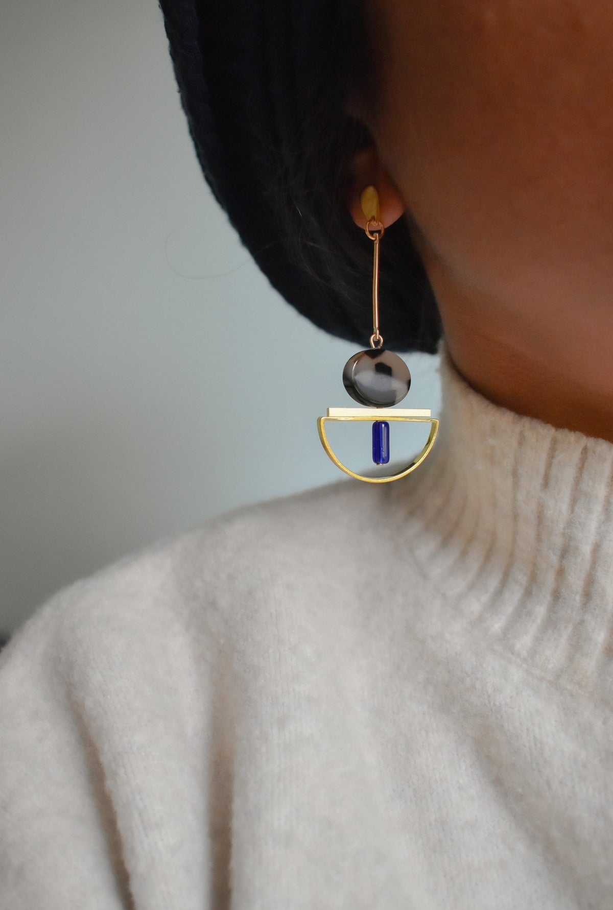 Dangling Geometric Tortoise Earrings