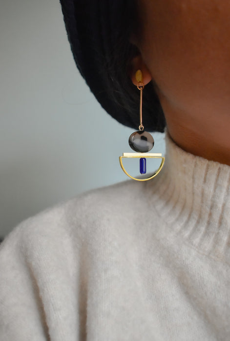 Dangling Geometric Tortoise Earrings