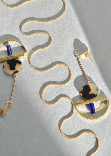 Dangling Geometric Tortoise Earrings