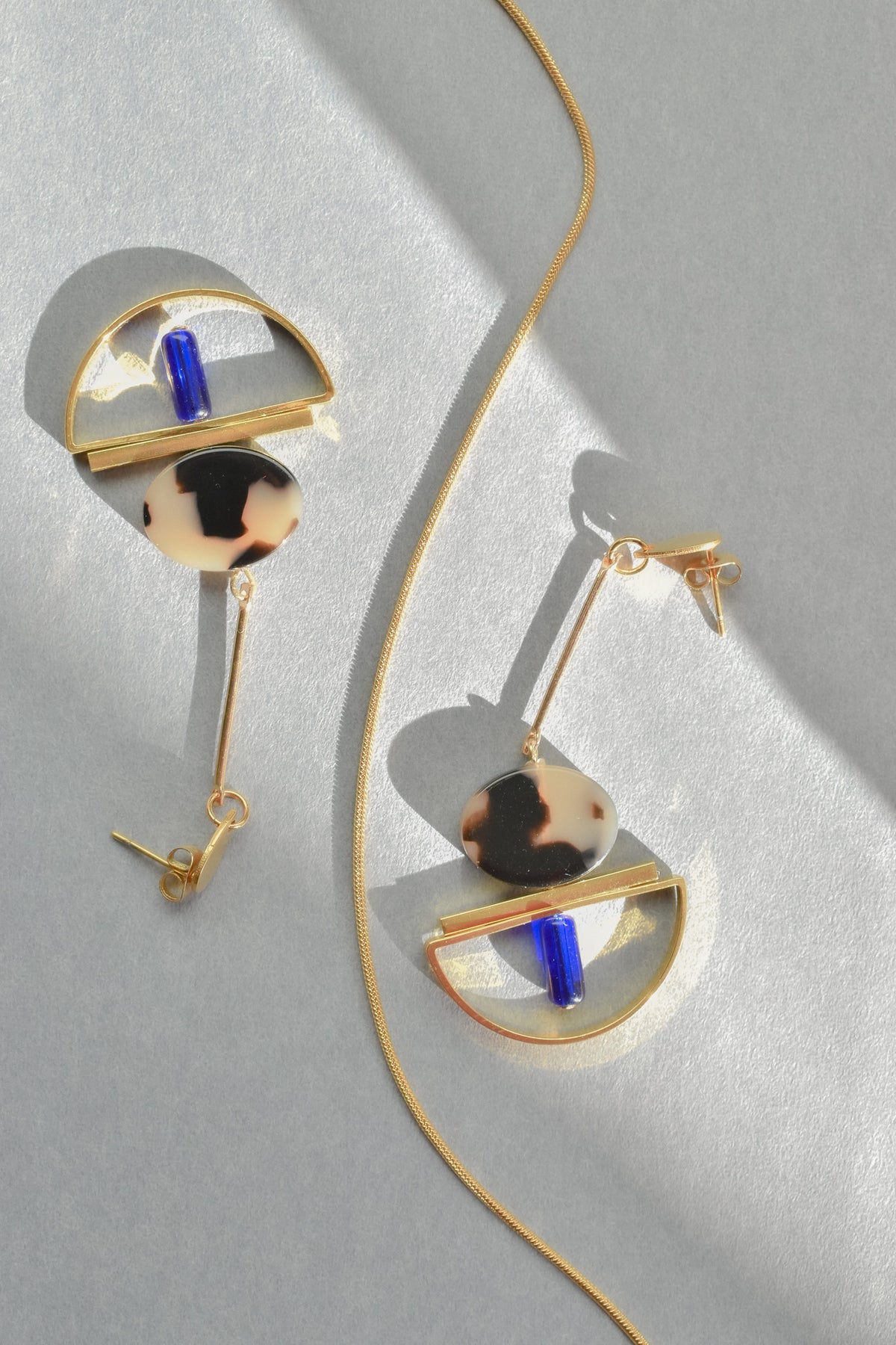 Dangling Geometric Tortoise Earrings