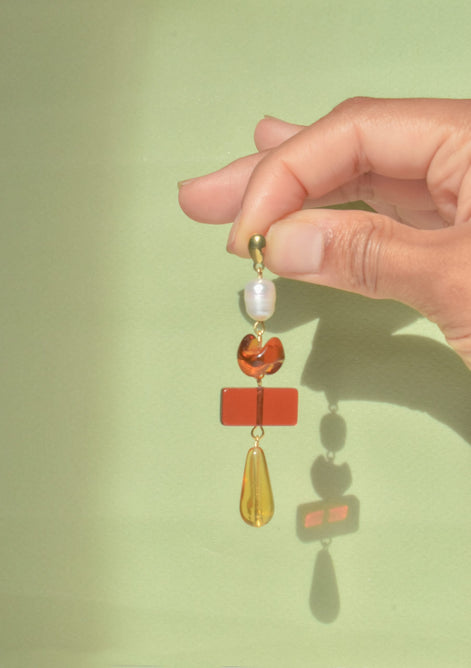 Colour Block Amber Earrings