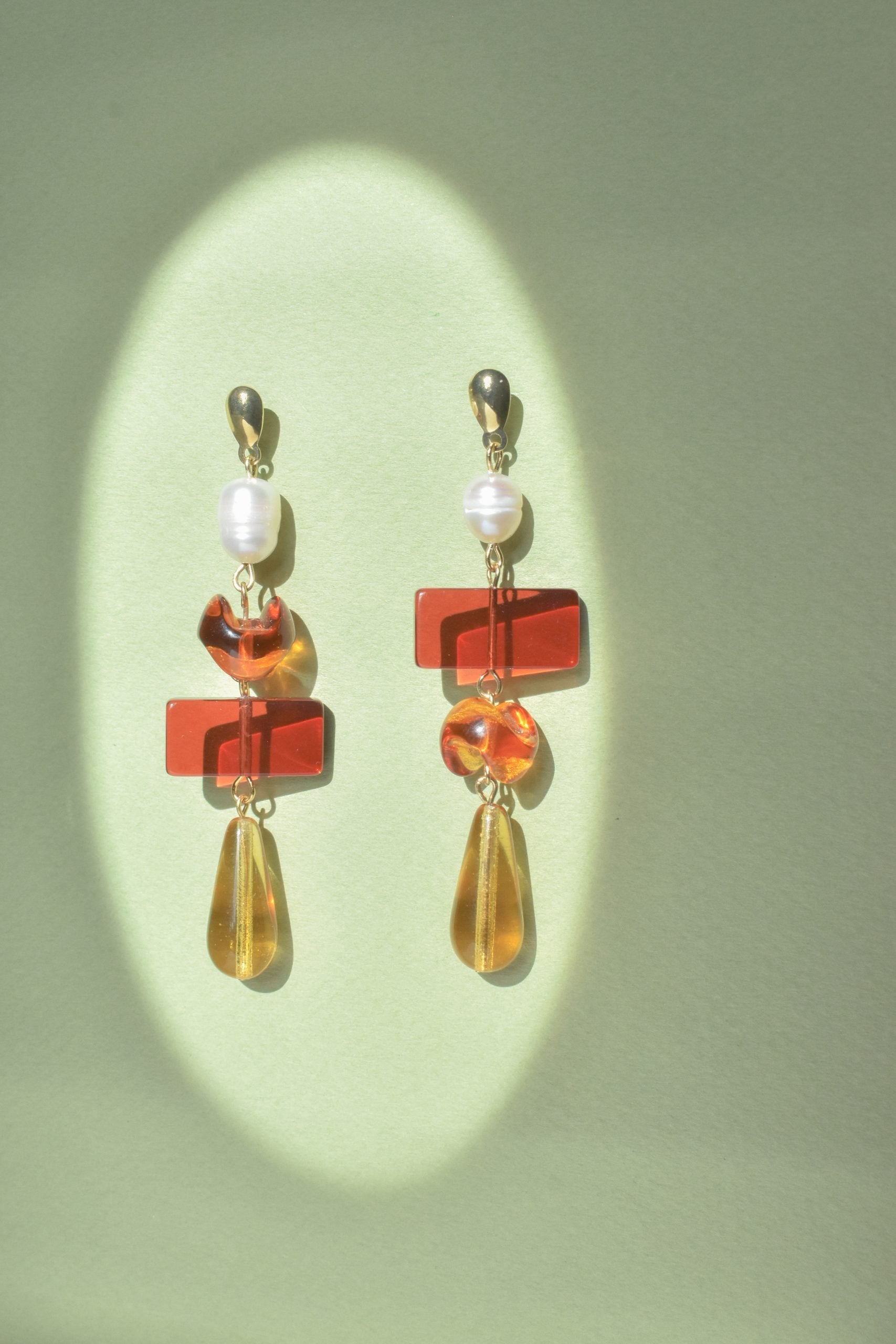 Colour Block Amber Earrings
