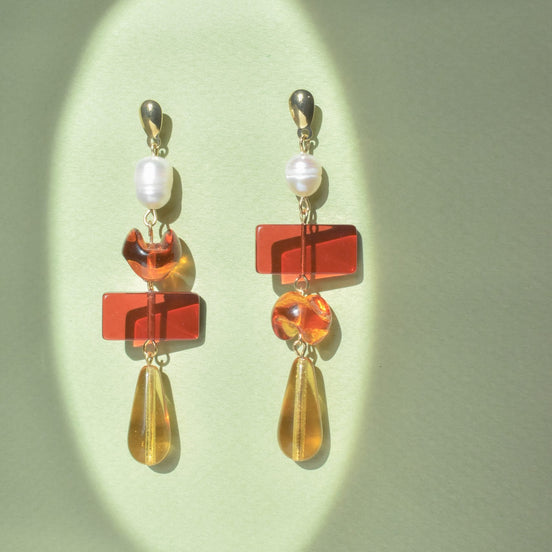 Colour Block Amber Earrings